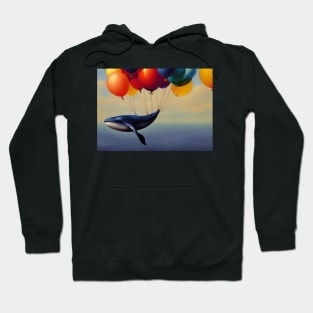 Big Blue Whale and air balloons Hoodie